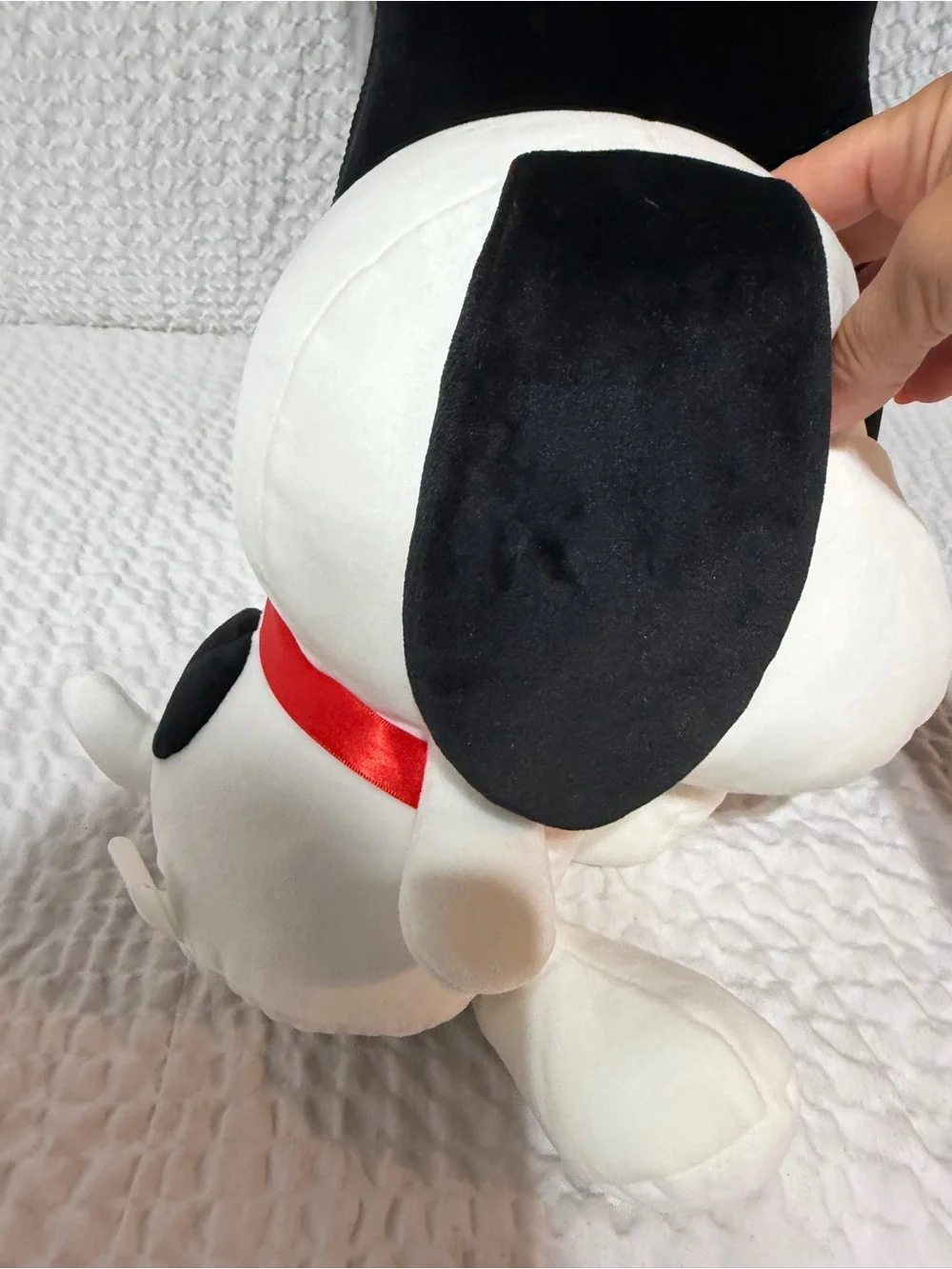 Plush White and Black Dog Plush Toy with Pink Cheeks